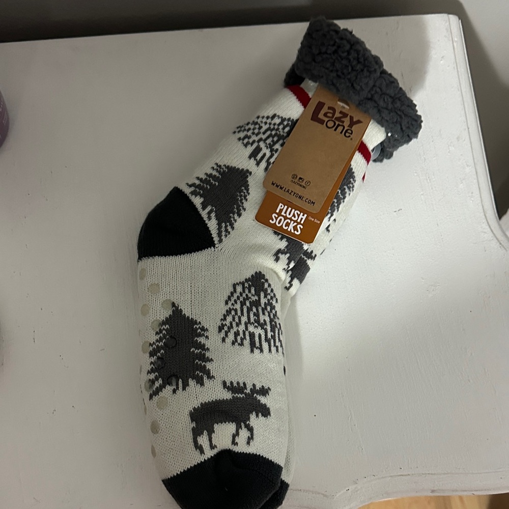 Lazy One Men's Plush Socks - Black, Gray, and White